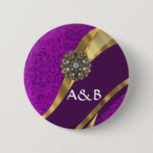 Lila Damastgoldwirbel Button