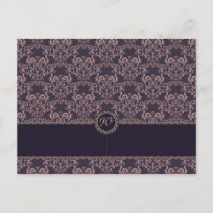 Lila Damastspitzen-Hochzeitsplatzkarte Postkarte