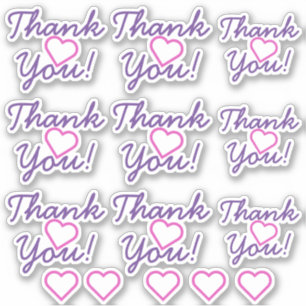 Lila "Danke!", Pink Heart Shape Stickers Aufkleber