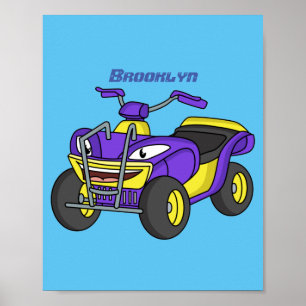 Lila Darstellung des Cartoon von Quad Poster