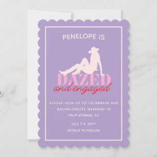 Lila Dazz & Verlobt Bachelorette Einladung