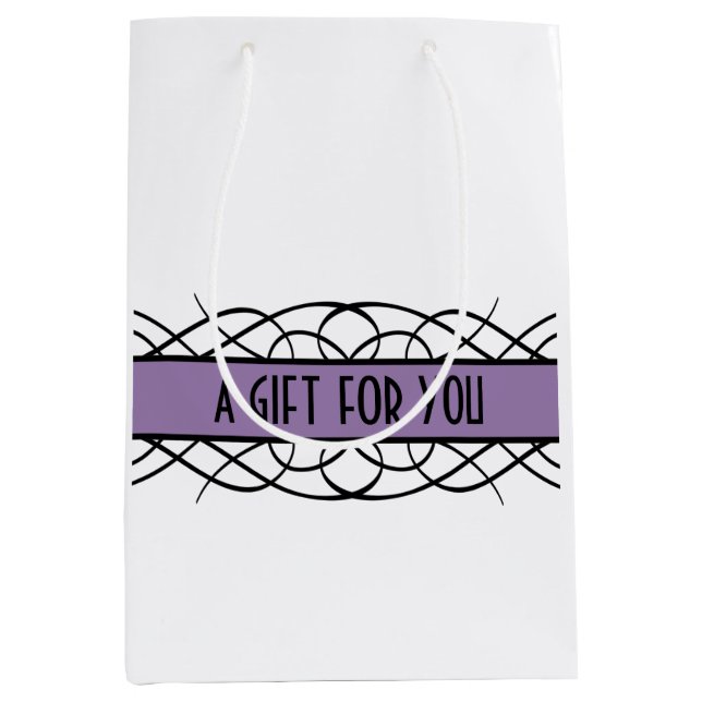 Lila Deko Blühe Geschenktasche Mittlere Geschenktüte (Vorderseite)
