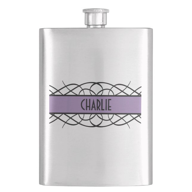 Lila Deko Blühte Flask Flachmann (Vorderseite)