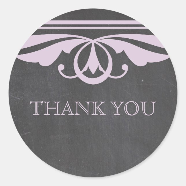 Lila Deko Chalkboard Danke Stickers (Vorderseite)