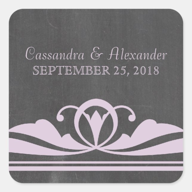 Lila Deko Chalkboard Wedding Stickers (Vorderseite)