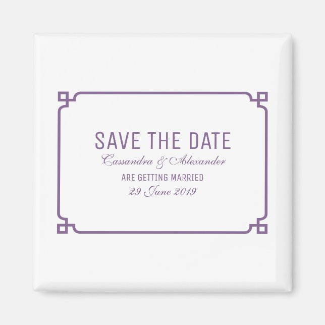 Lila Deko Chic Save the Date Magnet (Vorne)