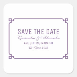 Lila Deko Chic Save the Date Quadratischer Aufkleber