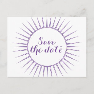 Lila Deko Retro Save the Date Postkarte