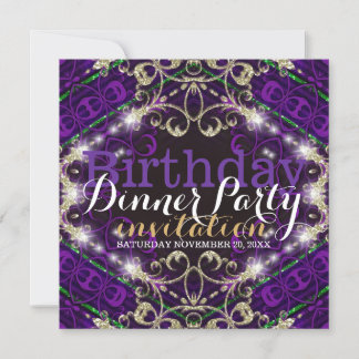 Lila Dekor Sparkle Geburtstagsessen Party einladen Einladung