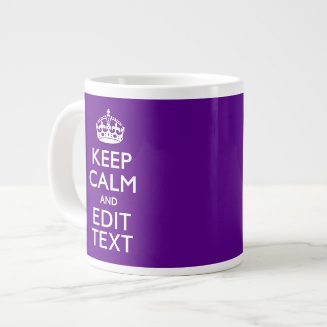 Lila Dekoration Behalte Ruhe und Text Jumbo-Tasse (Vorderseite Links)