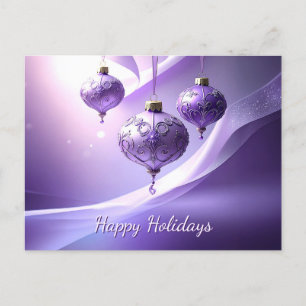 Lila dekorativer Weihnachtsball-Feiertagspostkarte Postkarte