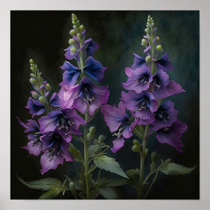Lila Delphinium-Blume Art Print Poster