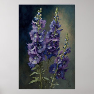 Lila Delphinium-Blume Art Print Poster