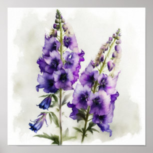 Lila Delphinium-Blume Art Print Poster