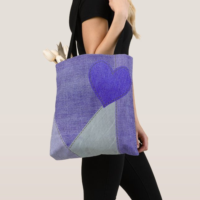 Lila Denim Heart Tote Bag (Von Nahem)