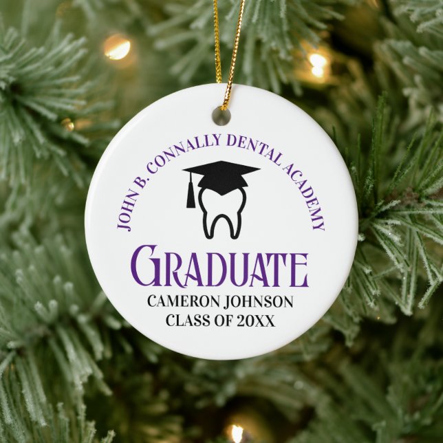 Lila Dental School Custom Abschluss Weihnachten Keramik Ornament (Baum)