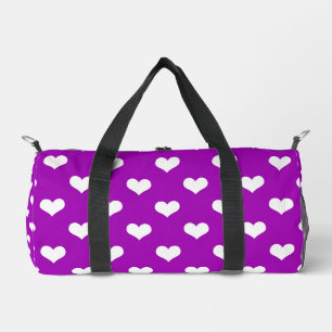 Lila Design der weißen Liebe Herzmuster Duffle Bag