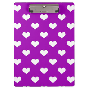 Lila Design der weißen Liebe Herzmuster Klemmbrett