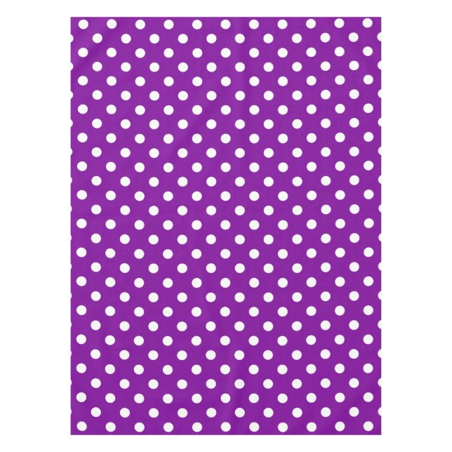 Lila Design der weißen Polka-Dots Tischdecke (Vorderseite)