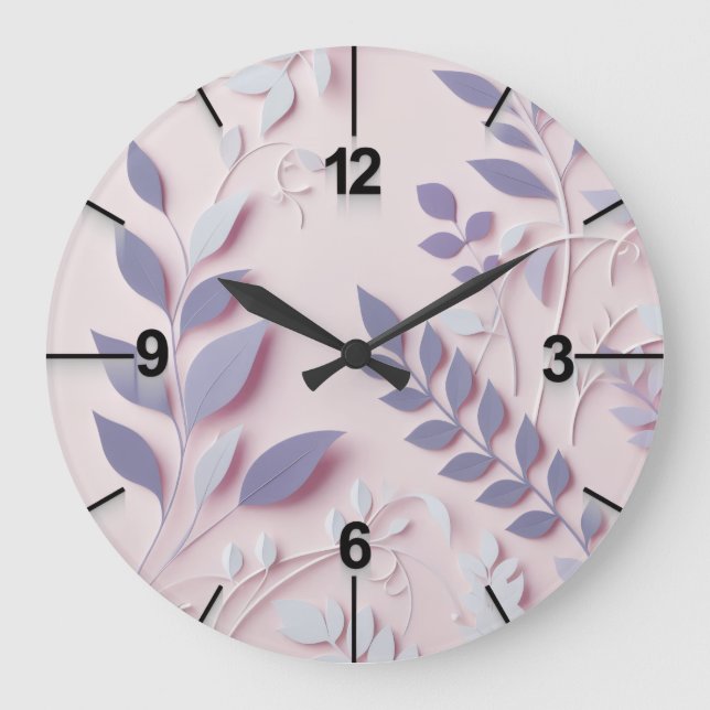 Lila Design für die Blumenwall-Uhr Große Wanduhr (Vorderseite)