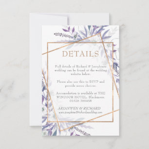 Lila Detailkarte für geometrische Folien RSVP Karte