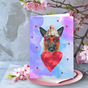 Lila Deutscher Schäferhund Valentinstag Geschenk H Karte