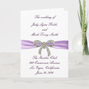 Lila Diamant Bow-Hochzeitskarte Programm