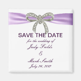 Lila Diamant Bow Wedding speichert das Date Magnet