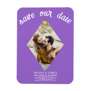 Lila Diamant Foto Hochzeit Save the Date Magnet