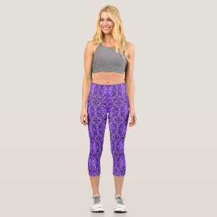 Lila Diamant-y-Abstraktes Muster  Capri Leggings