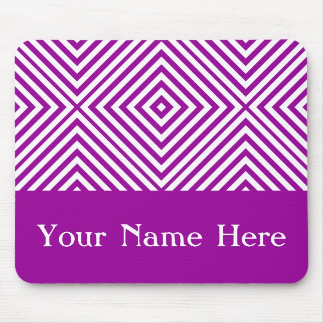 Lila Diamant Zickzack mit individuelle Name Mousepad (Vorne)