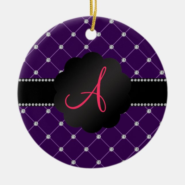 Lila Diamanten des Monogramms Keramikornament (Vorne)