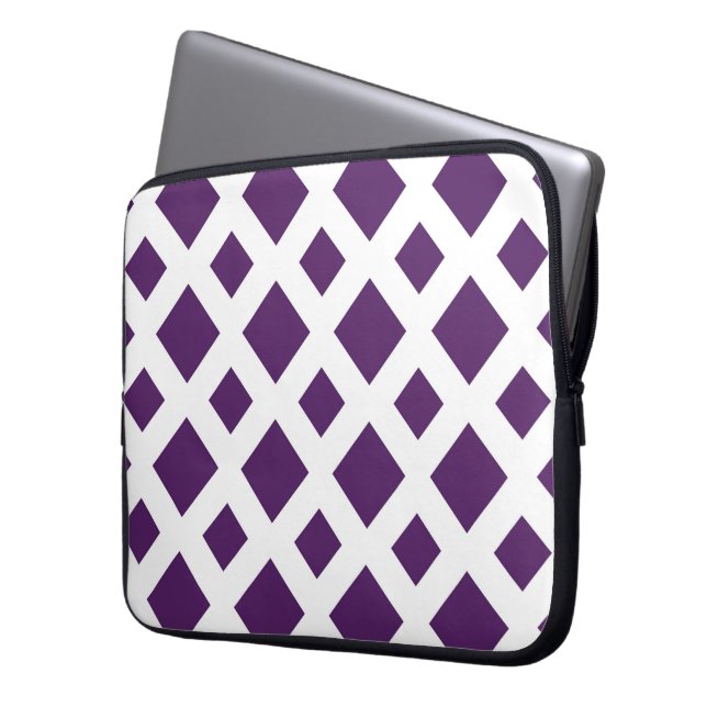 Lila Diamanten in Weiß Laptopschutzhülle (Vorderseite Links)