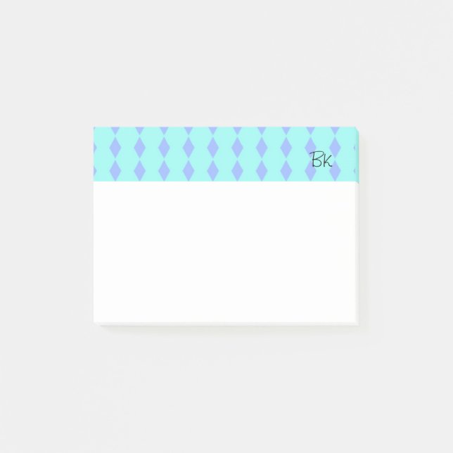 Lila Diamanten mit Initialen Post-it Klebezettel (Vorderseite)