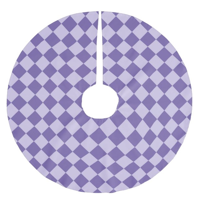 Lila Diamantmuster mit Schachbrett Polyester Weihnachtsbaumdecke (Vorderseite)