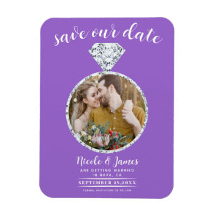 Lila Diamantring-Blende-Foto Save the Date Magnet