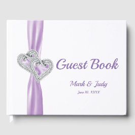 Lila Diamond Hearts Wedding Guestbook Gästebuch