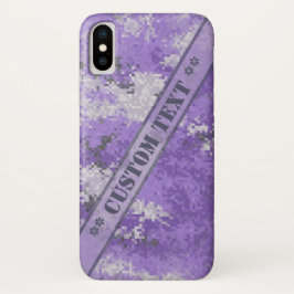 Lila Digi Camouflage mit kundenspezifischem Text iPhone X Hülle