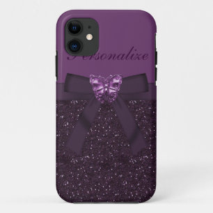 Lila Digital-Glitzer, -bogen u. -schmetterling iPhone 11 Hülle