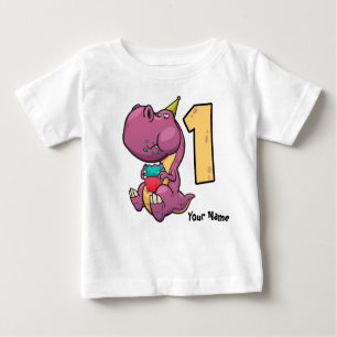Lila Dinosaur T-Rex 1. Geburtstag Baby T-shirt
