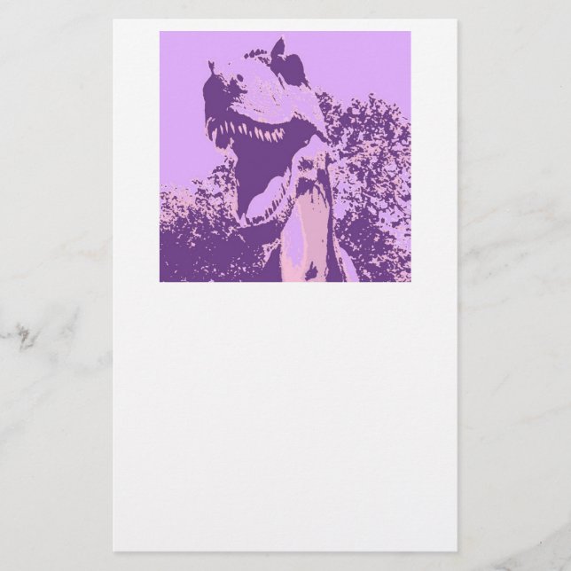 Lila Dinosaur T-Rex Briefpapier (Vorderseite)