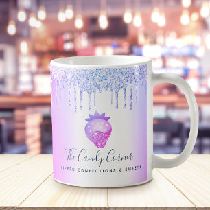Lila Dipped Strawberry Confection Glitzer Tropfen Kaffeetasse