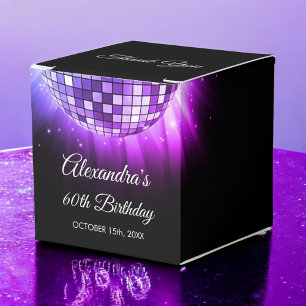 Lila Disco-Ball der 70er Jahre der 60er Geburtstag Geschenkschachtel