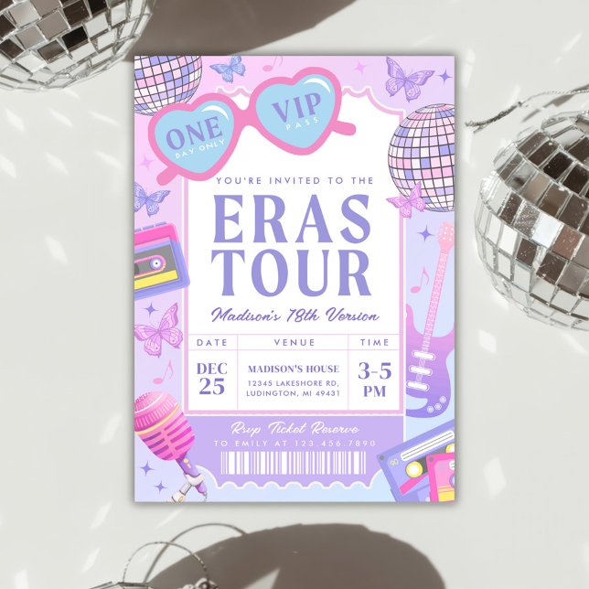 Lila Diskothek in meiner Geburtstagszeit Einladung (Von Creator hochgeladen)