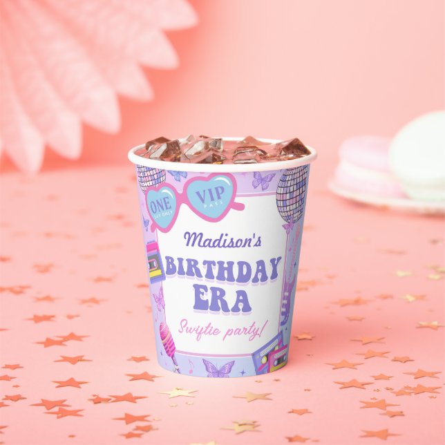 Lila Diskothek in meiner Geburtstagszeit Pappbecher (Insitu)