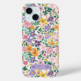 Lila Ditsy Blumen Monogramm Case-Mate iPhone Hülle