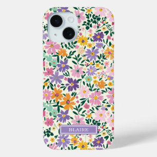 Lila Ditsy Blumen Monogramm Case-Mate iPhone Hülle