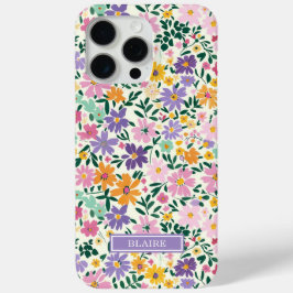 Lila Ditsy Blumen Monogramm Case-Mate iPhone Hülle
