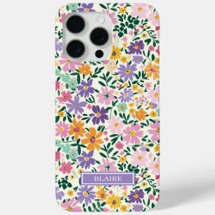 Lila Ditsy Blumen Monogramm Case-Mate iPhone Hülle