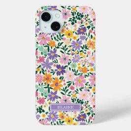 Lila Ditsy Blumen Monogramm Case-Mate iPhone Hülle